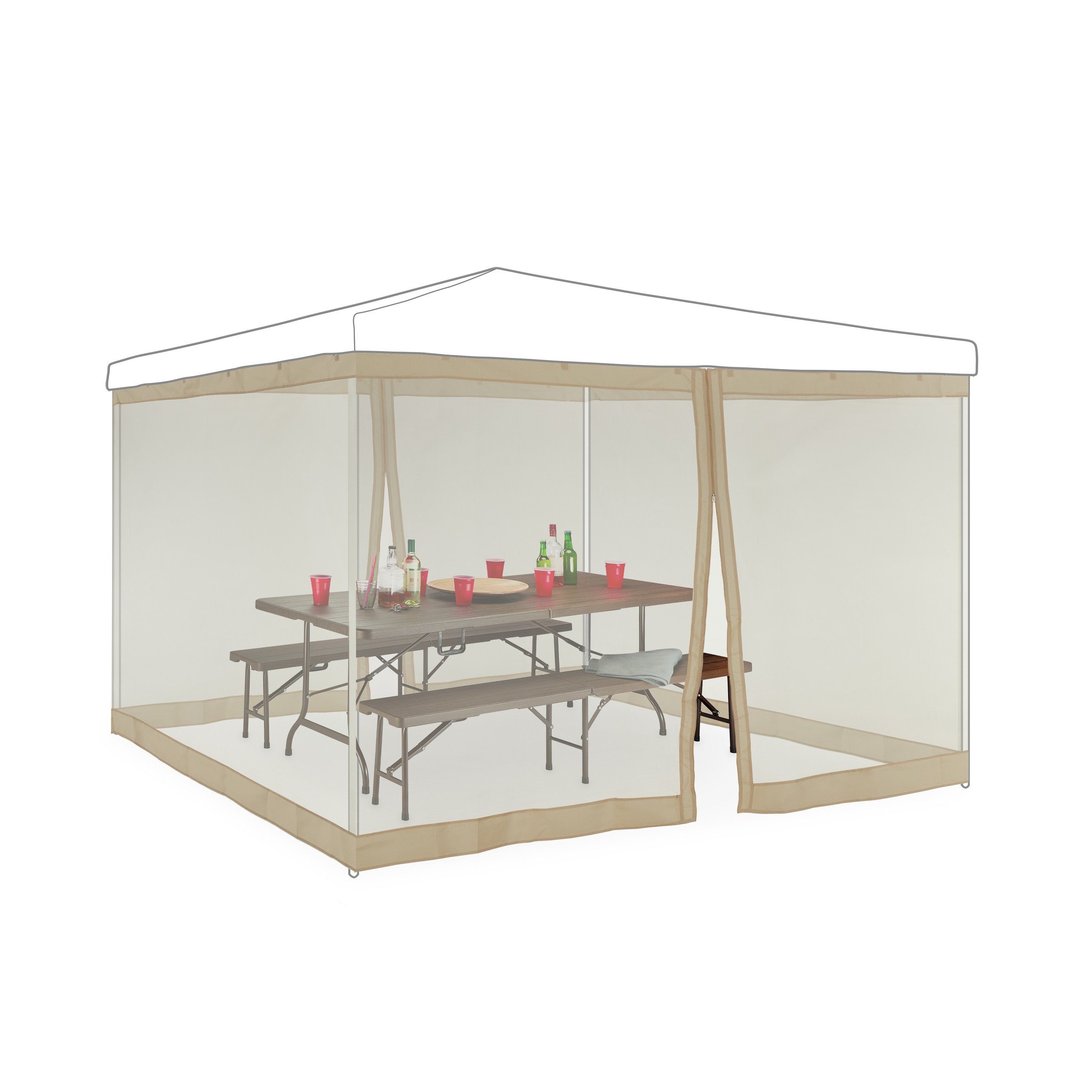 relaxdays Pavillonseitenteil Moskitonetz für 3x3m Pavillon beige, 1200x200 cm