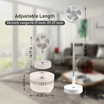 BIGTREE Tischventilator Tragbarer Standventilator mit Fernbedienung,leise