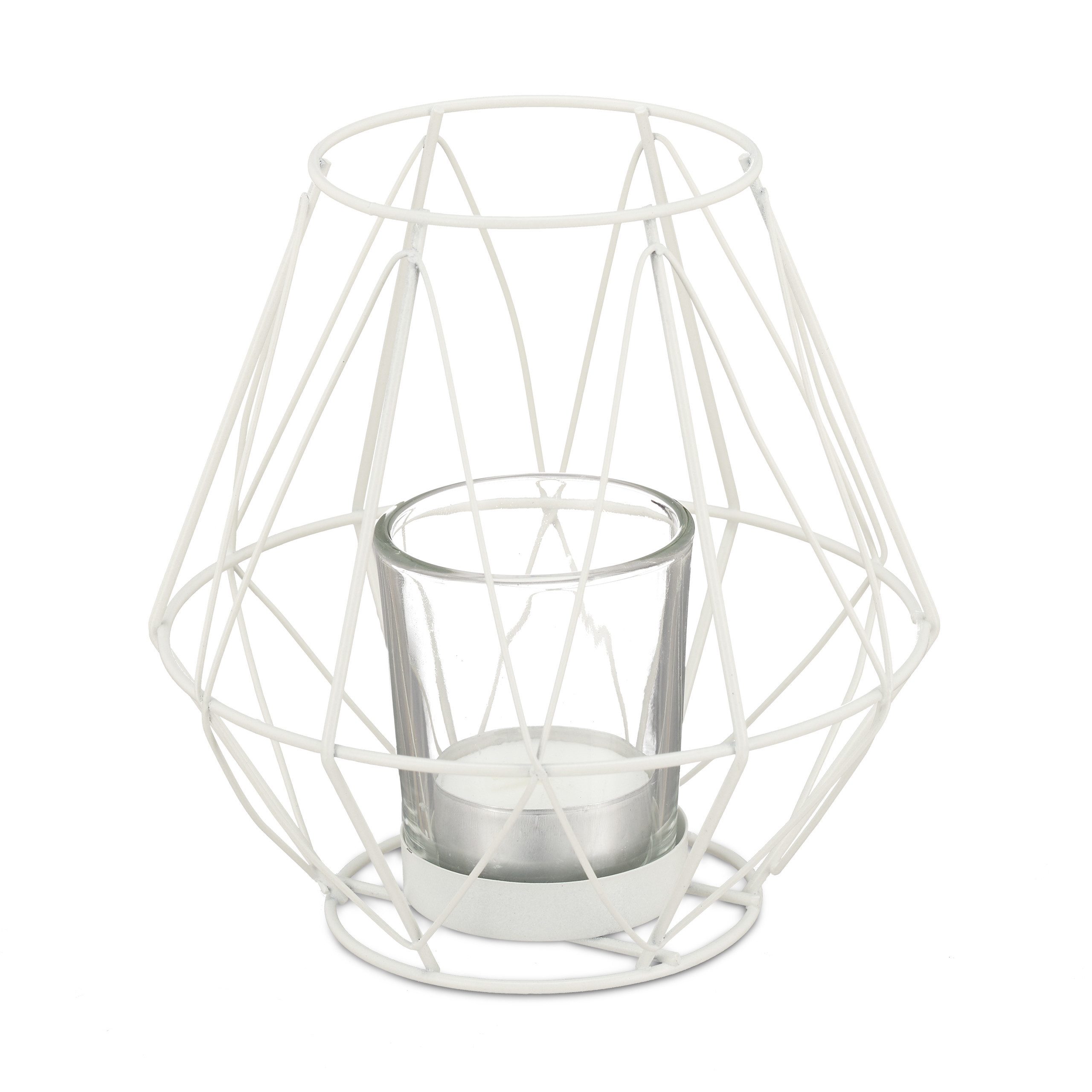 relaxdays Teelichthalter Geometrischer Teelichthalter, Weiß günstig online kaufen