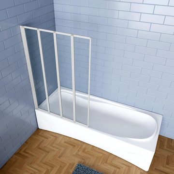 duschspa Badewannenaufsatz 4mm ESG 4-teilige Duschwand Faltwand Glaswand auf Badewanne, Einscheibensicherheitsglas, Sicherheitsglas, (Set), Glas