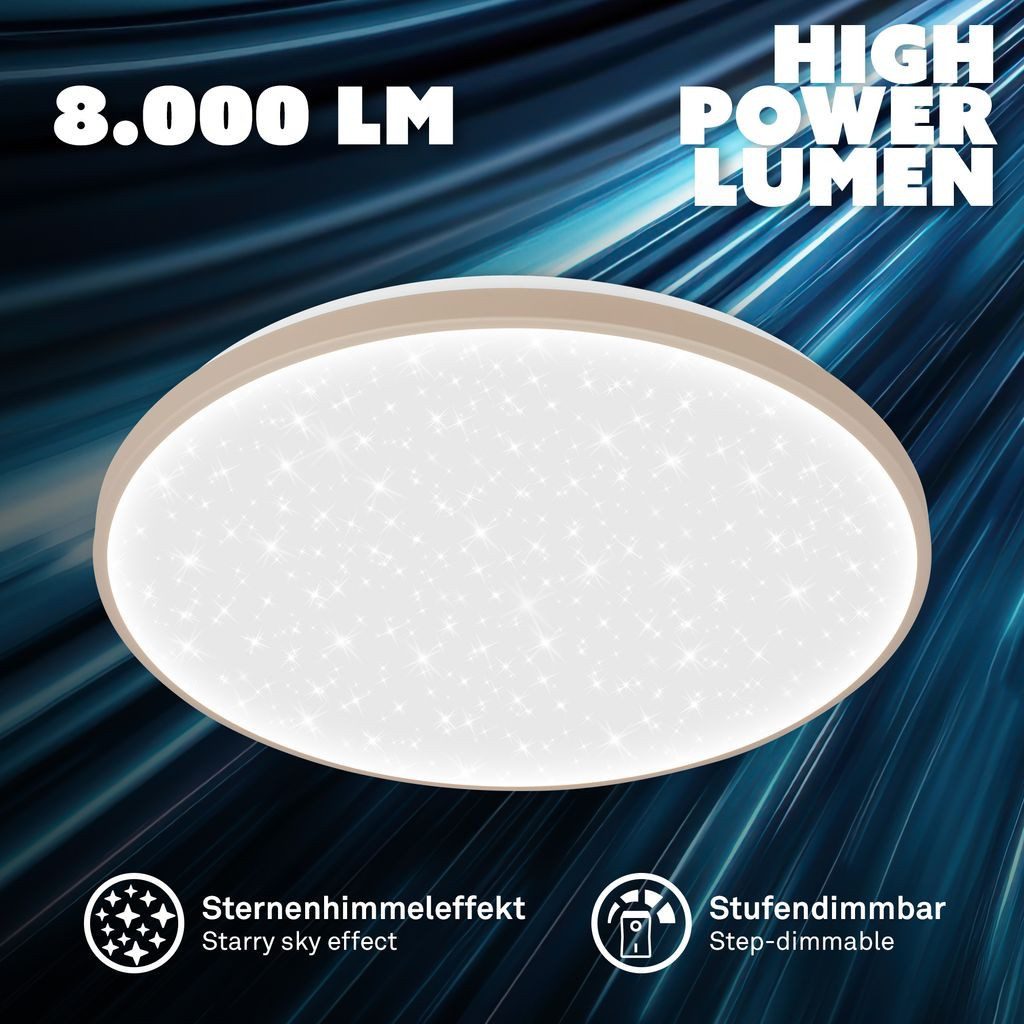 Briloner Leuchten LED Deckenleuchte LED Deckenlampe Dimmbar Sternenhimmel, LED fest integriert, 4000K - Neutralweiß, 48x6,5 cm, Wohnzimmer, Schlafzimmer, Flur