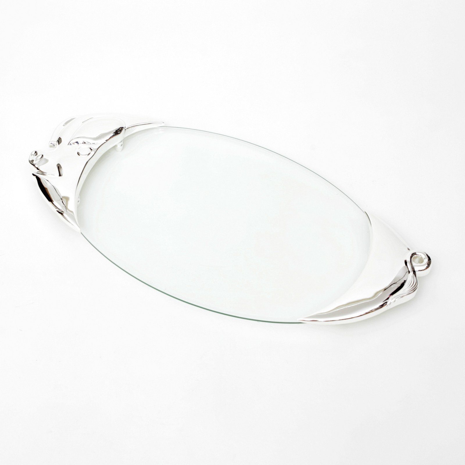 Brillibrum Servierplatte Servierplatte Glas Schweineplatte Versilbert Tablett Schwein