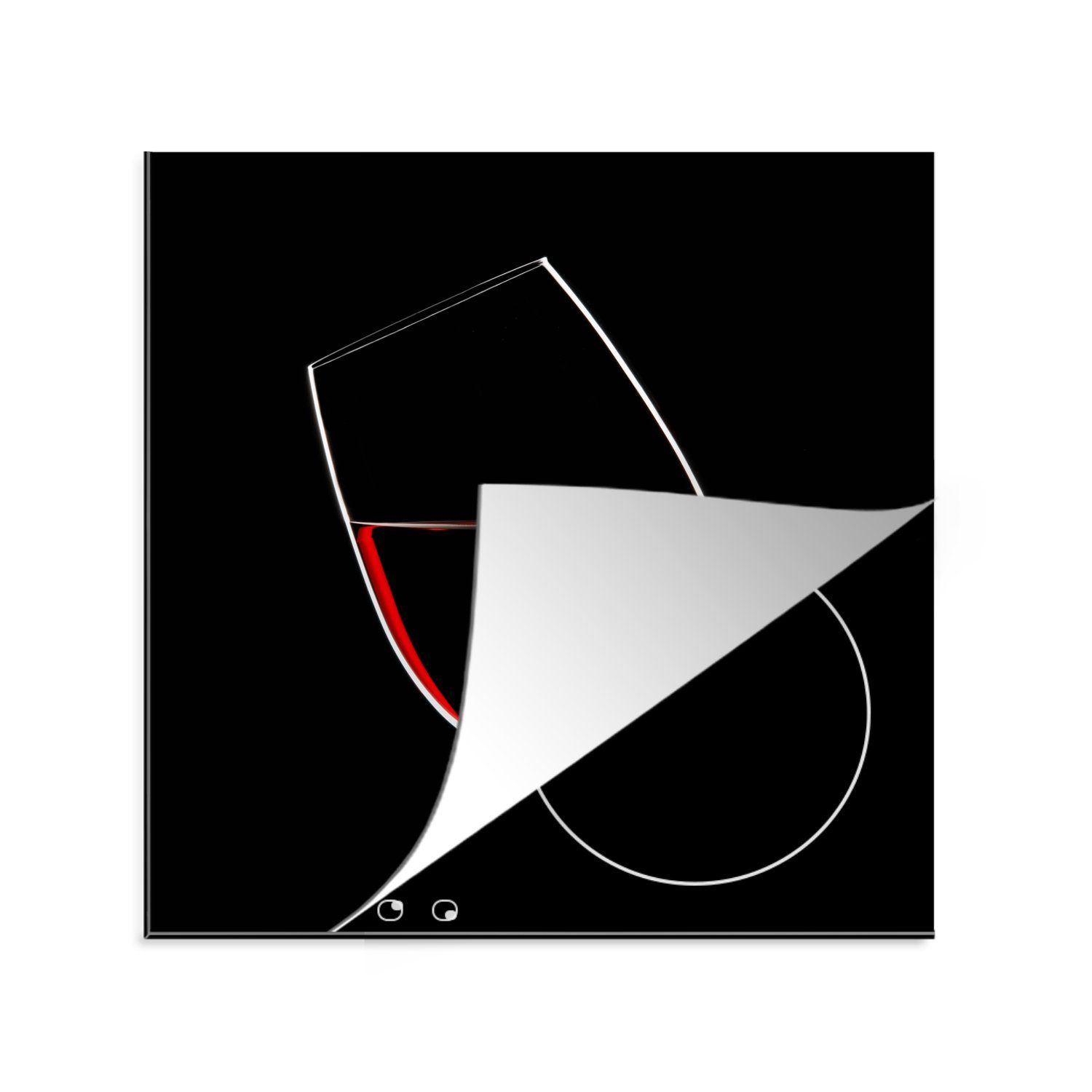 Vinyl, Rotwein tlg), (1 auf Herdblende-/Abdeckplatte schwarzem cm, Hintergrund, 78x78 Ceranfeldabdeckung, küche MuchoWow Arbeitsplatte für