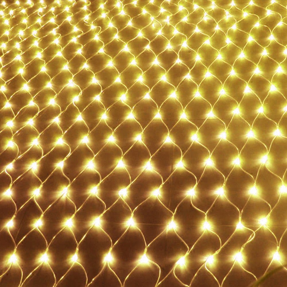 MUPOO LED-Lichternetz LED-Lichtnetz,LED-Lichterkette,LED IP44 Wasser 8 Memory mit Warmweiß LED-Lichtervorhang, Modi 120/144/200/320/672LED Dekolicht