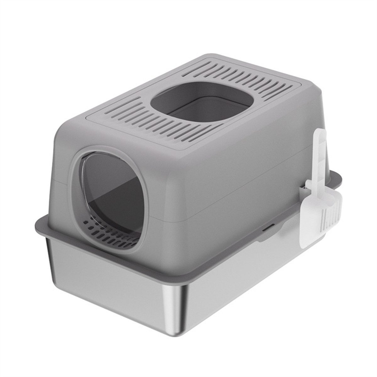 GarveeMore Katzenklappe Edelstahl Müll Box, Top Entry Kitty Müll Box für große Katzen