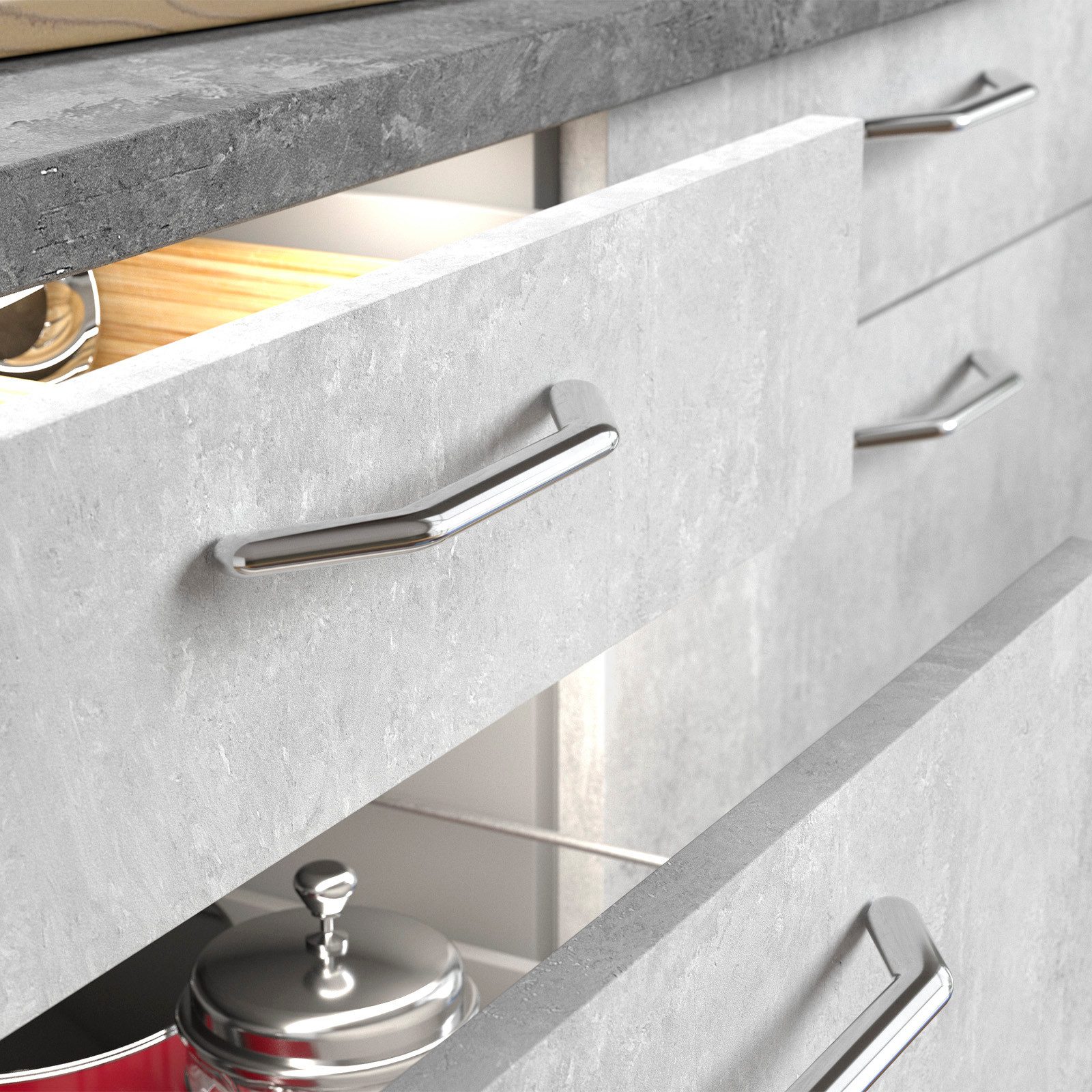 SO-TECH® Möbelgriff Designgriff SW147 BA 160 mm, inkl. Schrauben (1-St), Chrom poliert von SCHÜCO ALU COMPETENCE