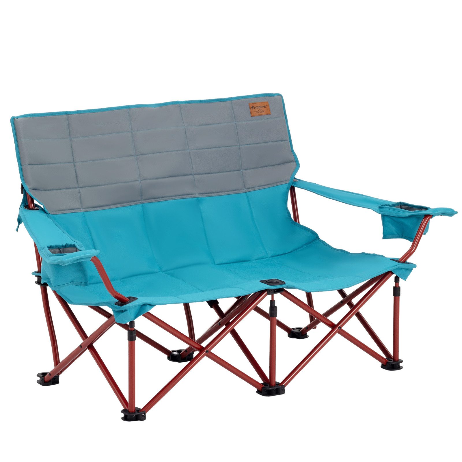 COSTWAY Campingstuhl, 2 Sitzer Klappstuhl, Faltstuhl, Angelstuhl verstellbar