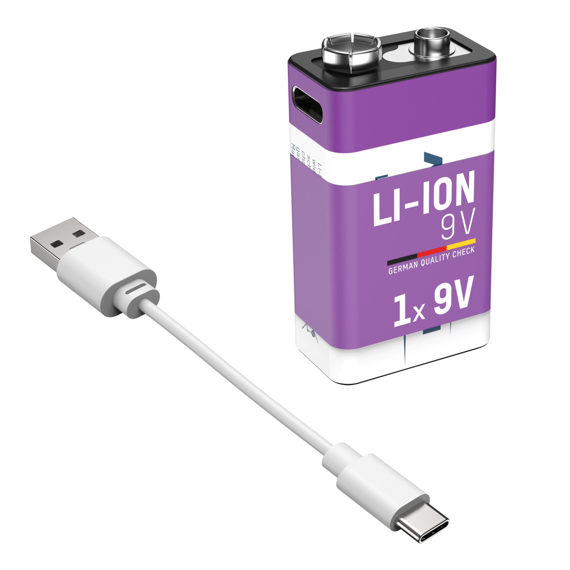 ANSMANN AG Akku 9V E-Block Typ-C Anschluss Li-Ion 340mAh, 1 Stück Akku