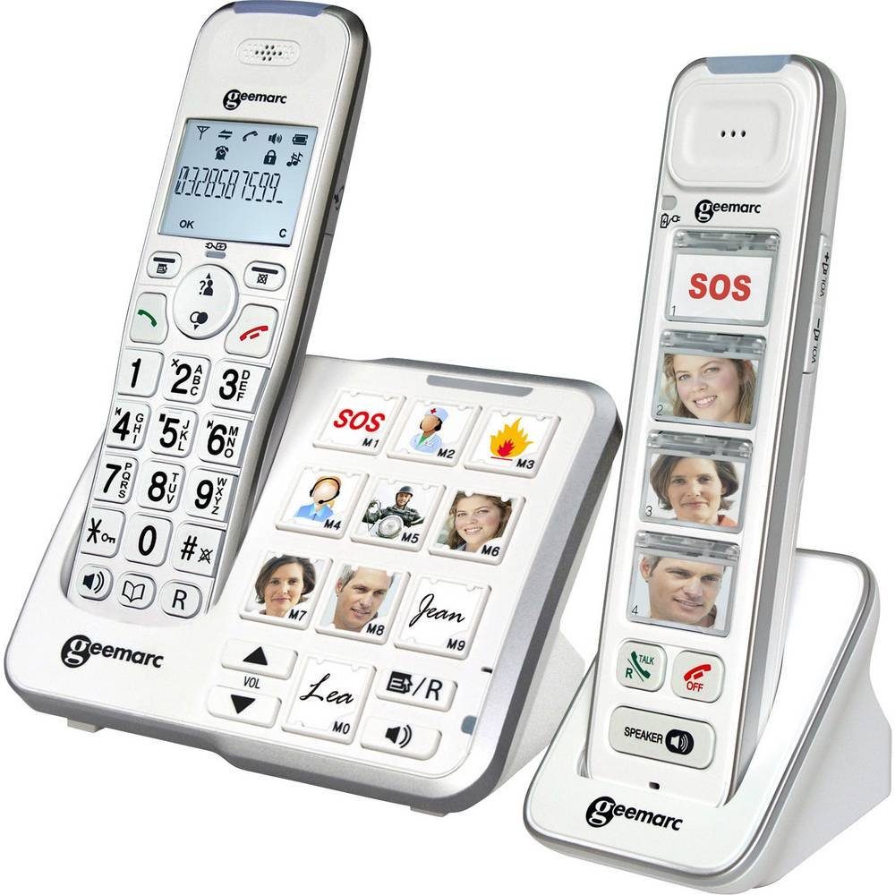 Geemarc Schnurloses Telefon analog Seniorentelefon (Anrufbeantworter, Foto-Tasten, Freisprechen)