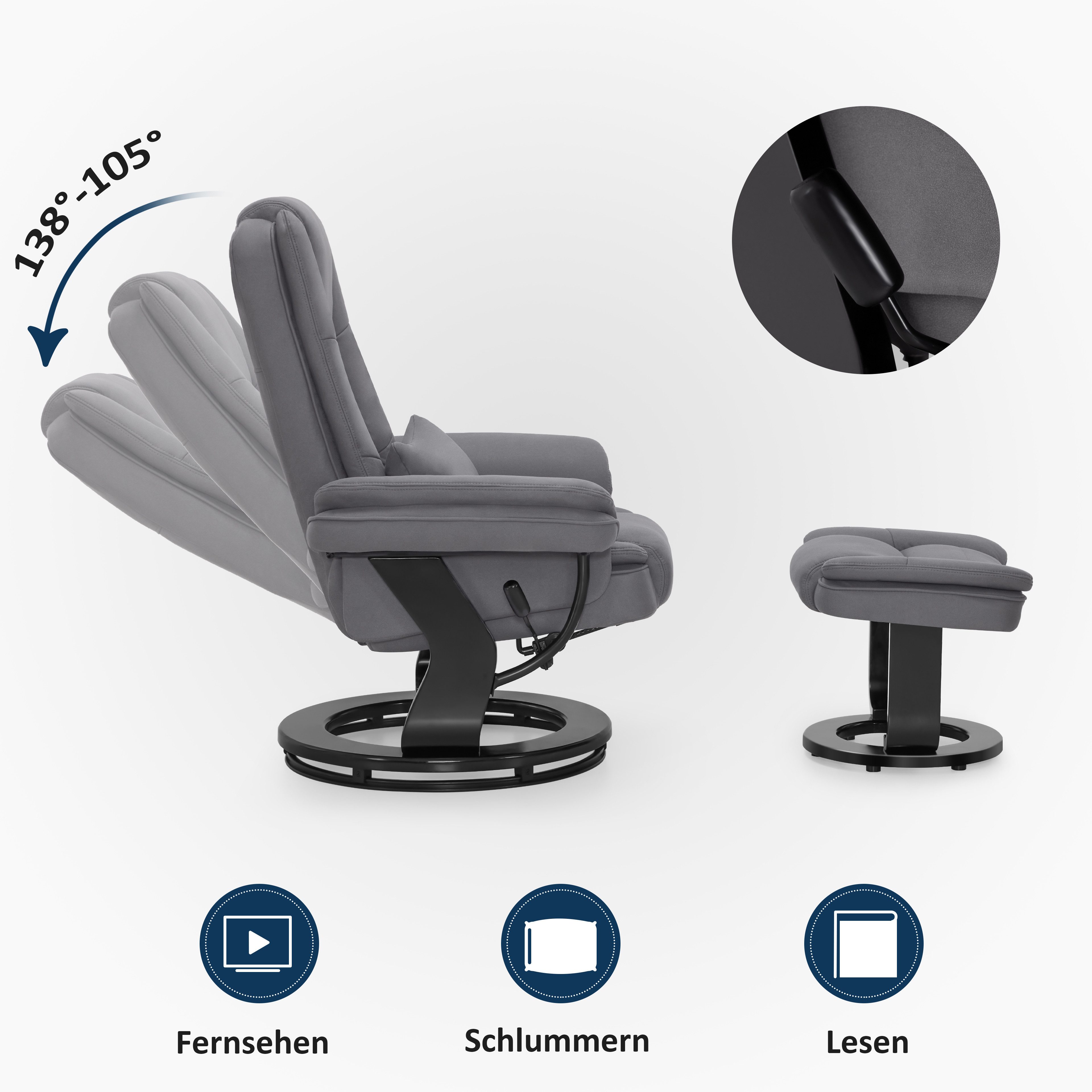 MCombo Relaxsessel 360°Drehbarer Fernsehsessel mit Hocker TV-Sessel 9099 (Relaxsessel mit Hocker), mit Relaxfunktion – Bild 4 von 5