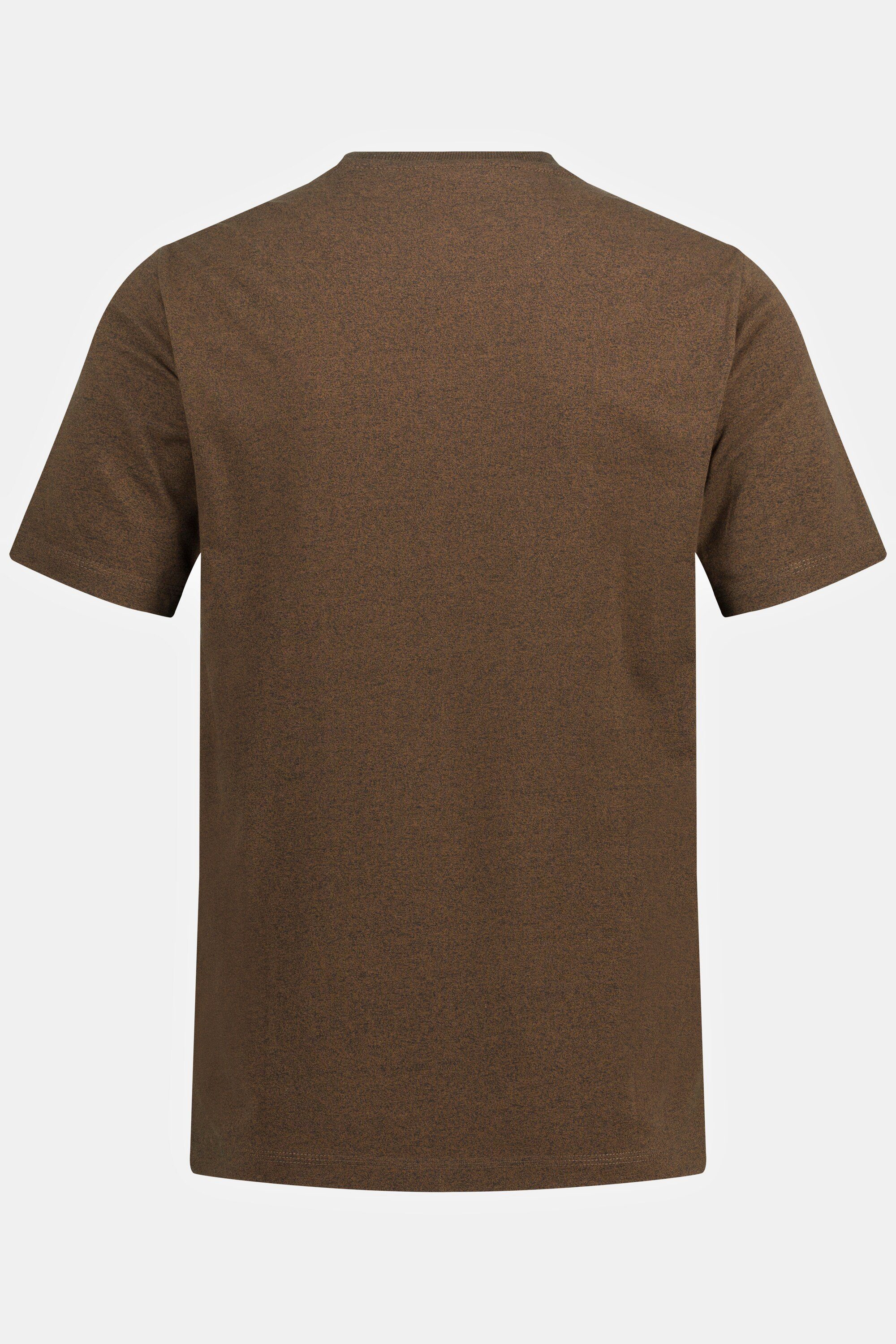 JP1880 T-Shirt T-Shirt Halbarm Brusttasche Rundhals braun