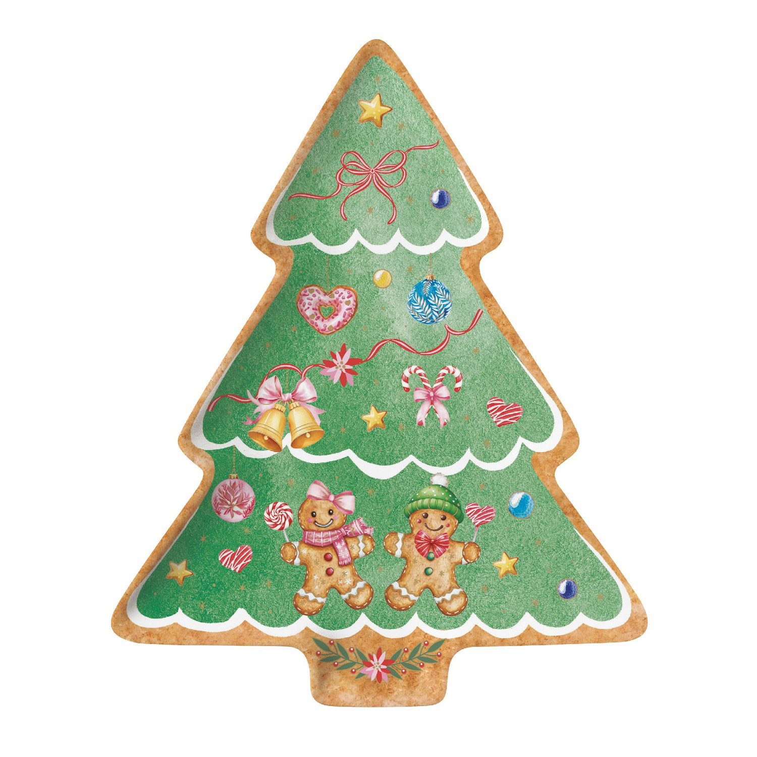 EasyLife Servierteller Sweet Christmas, Porzellan, Spülmaschinengeeignet, Mehrfarbig, Motiv: Tannenbaum