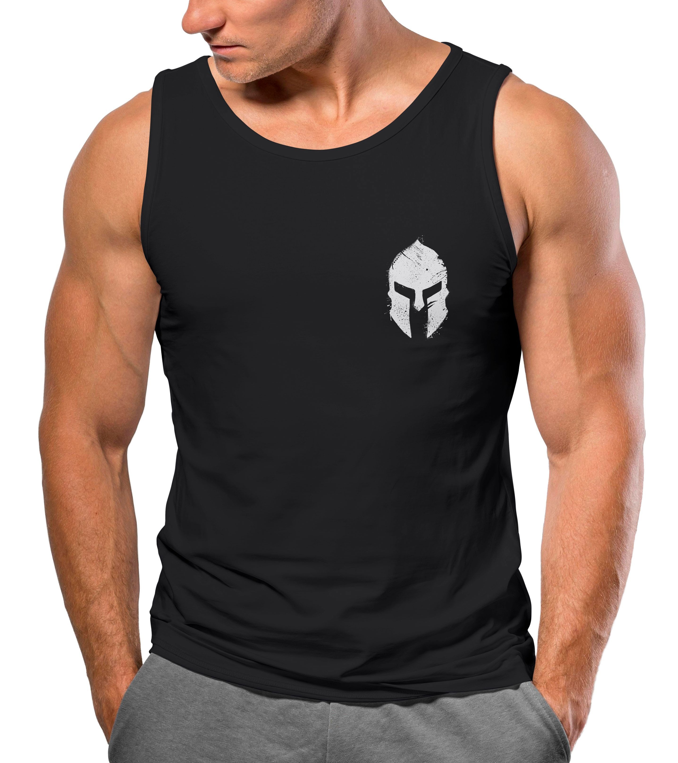 Neverless Tanktop Herren Tank-Top Logo Print Sparta-Helm Spartaner Gladiator Krieger mit Print