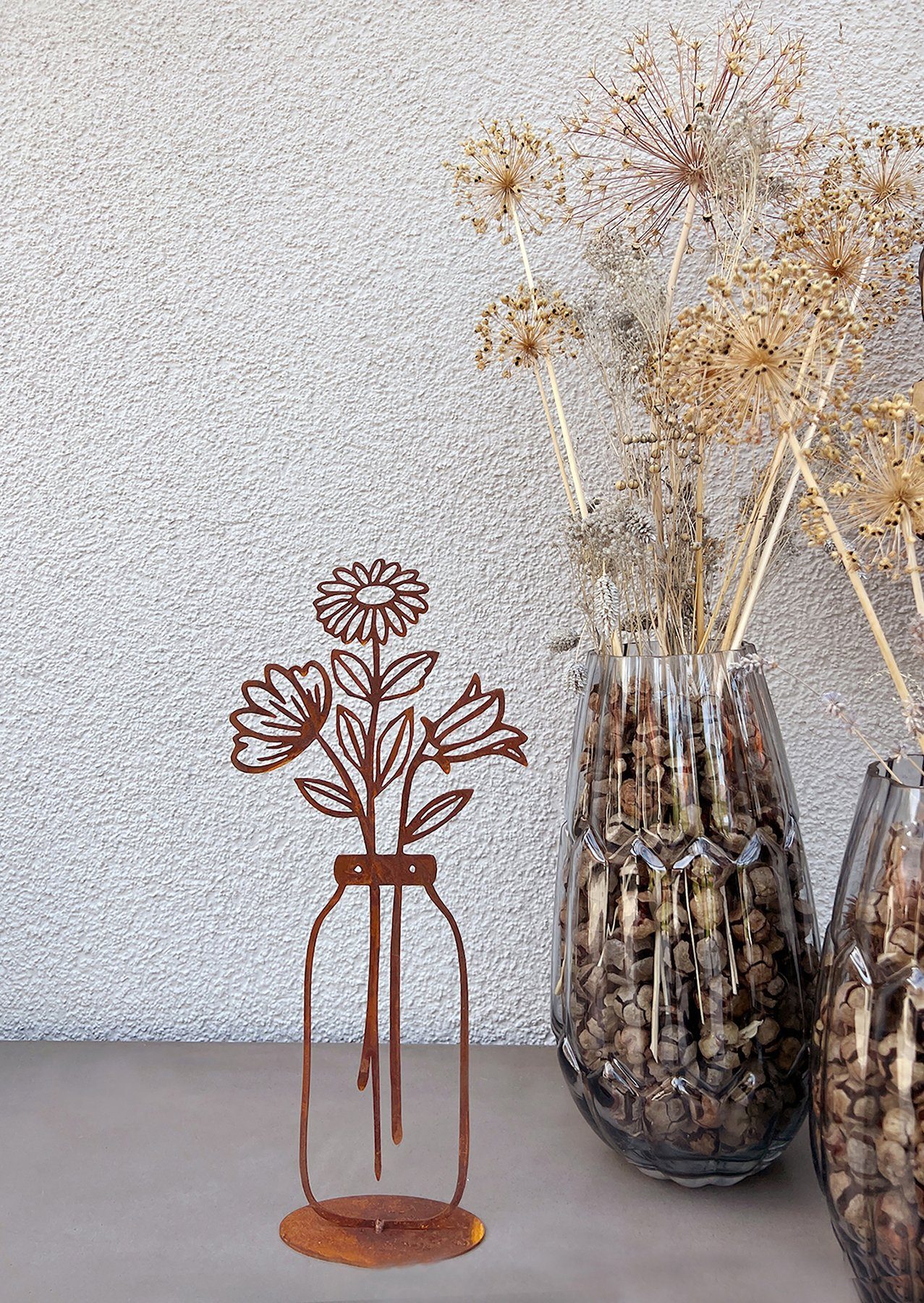 BADEKO Gartenfigur Vase (0 Platte - St) auf Edelrost, Lisa