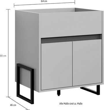 welltime Waschbeckenunterschrank Malcesine (1-St) grifflos, matt, blau, ohne Waschbecken