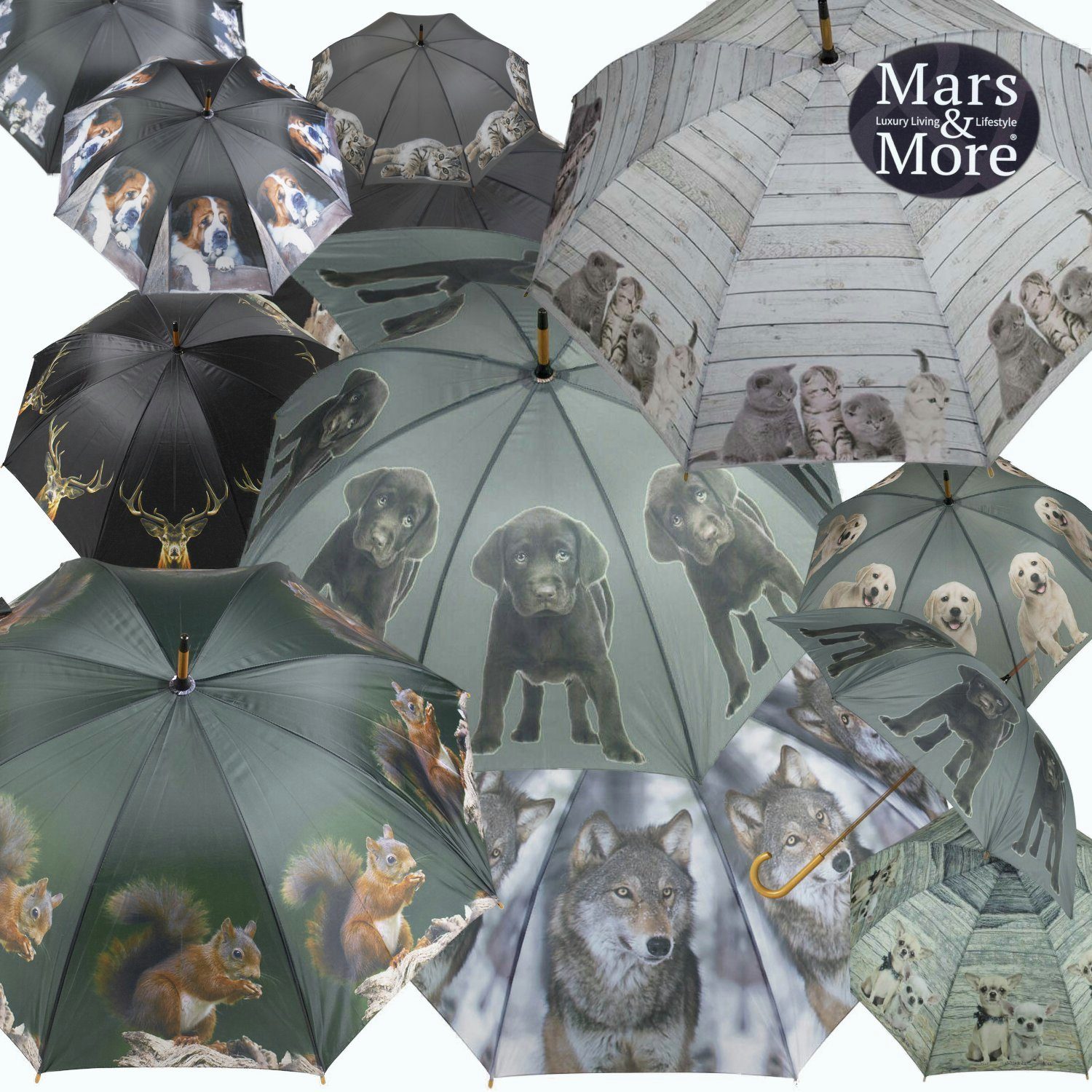 Mars & More Regenschirm Stock- Natur More & Mars Stockregenschirm Wolf