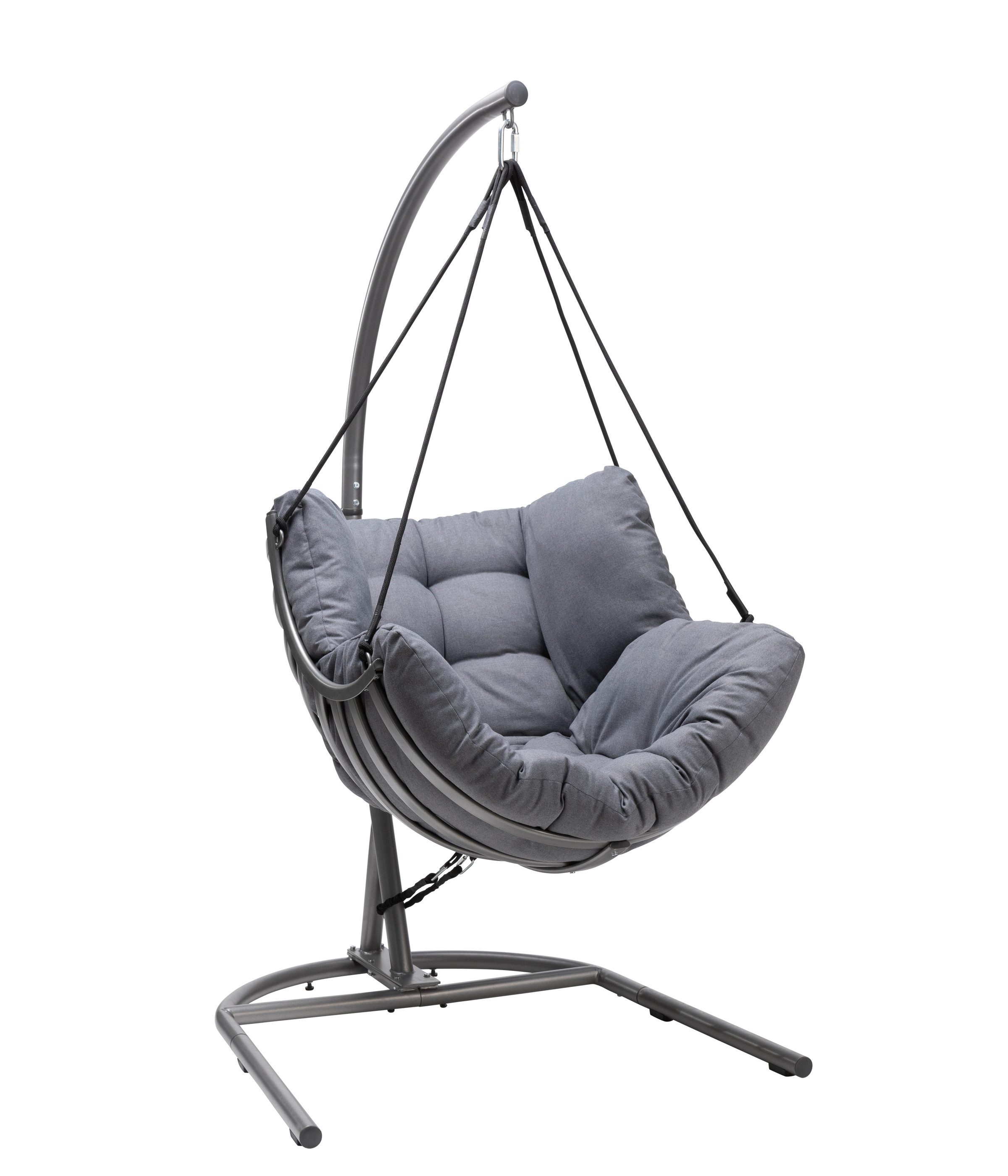 Dehner Hängesessel Chicago, 110 x 196 x 107.5 cm, Stahl / Polyester, moderner Hängekorb inkl. gemütlichem Sitzpolster