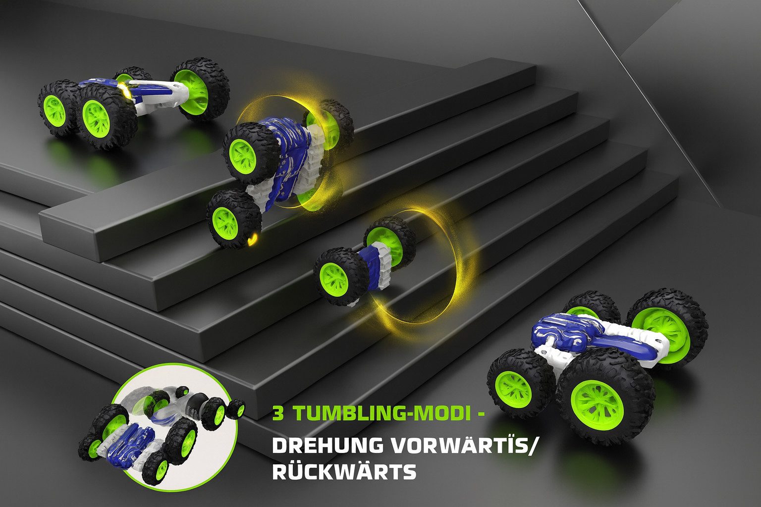 Diyarts RC-Auto (LED Lichter Wiederaufladbar Doppelseitig), Kleines 4WD RC günstig online kaufen