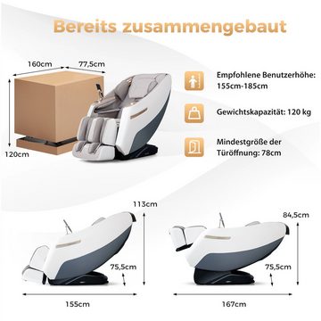 COSTWAY Massagesessel, 12 Automatik-Modi & Fernbedienung, Heizung, Luftdruck