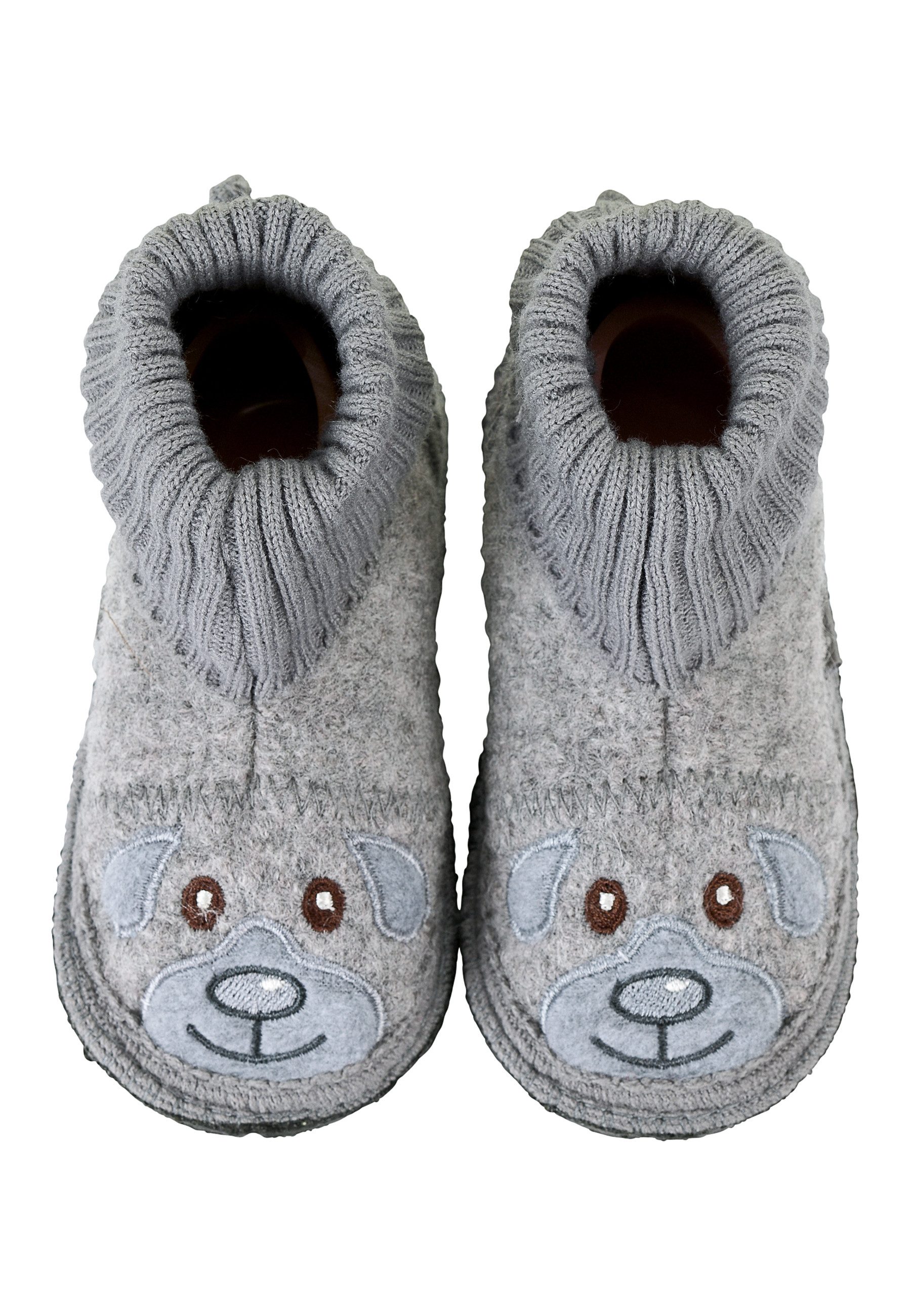 Sterntaler® Hausschuhe Hausschuh Filz-Hausschuhe mit Strickumschlag, Bärmotiv & rutschfester Sohle – Bild 4 von 5