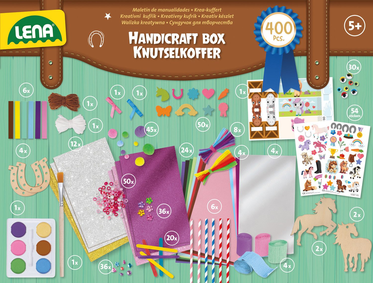 Lena® Kreativset Bastelkoffer Pferde, Premium, (400-tlg)