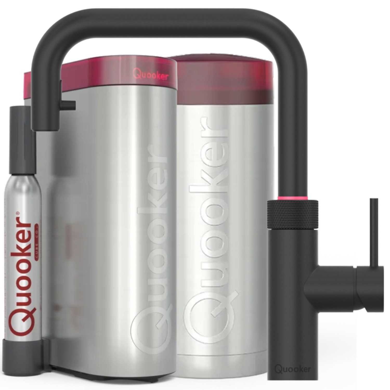 QUOOKER Küchenarmatur Flex Square, COMBI & CUBE, schwarz, FXSBLK COMBI CUBE2, **inkl. CUBE Filter Starter Set**, inkl. 7 JAHRE GARANTIE