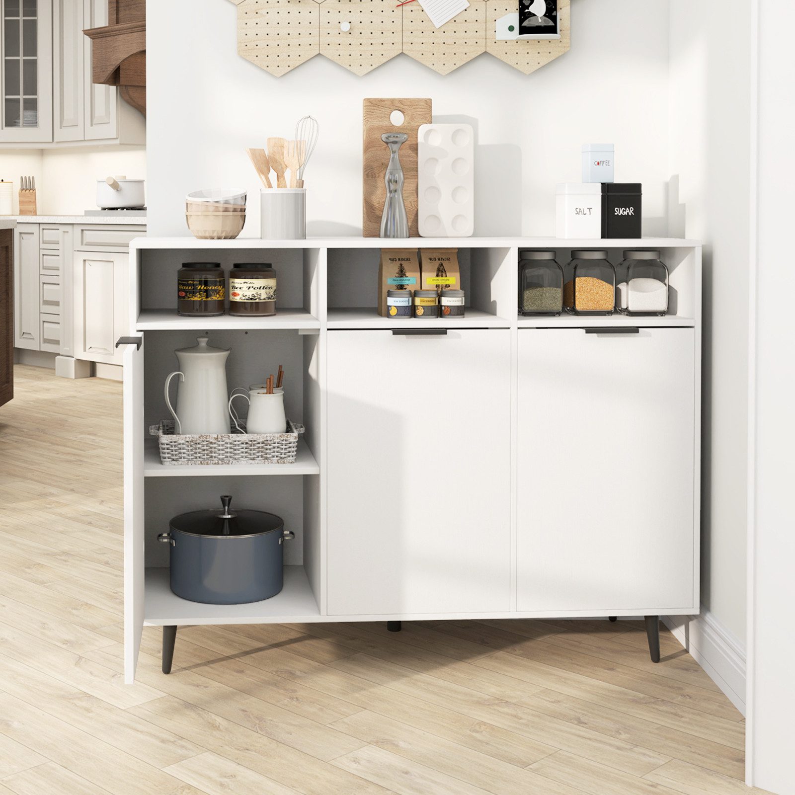 COSTWAY Küchenbuffet mit Arbeitsplatte&verstellbaren Regalen, Sideboard günstig online kaufen