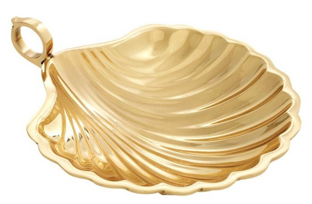 Muschel Casa Dekoobjekt Designer 22.5 poliert Luxus cm Messing Goldfarben Dekoration groß Massiv Schale x 19.5 Padrino - Schwer
