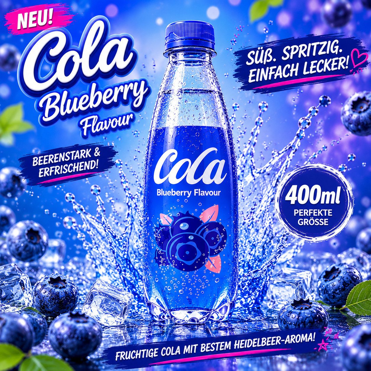Candy & Bar Softgetränk Cola Blueberry Flavour 400ml