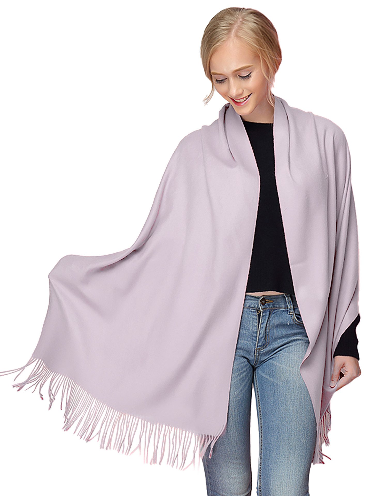 Moschen-Bayern Kaschmirschal Pashmina Stola Damen Kaschmir Schultertuch Abendkleid festlich Schal, mit Fransen