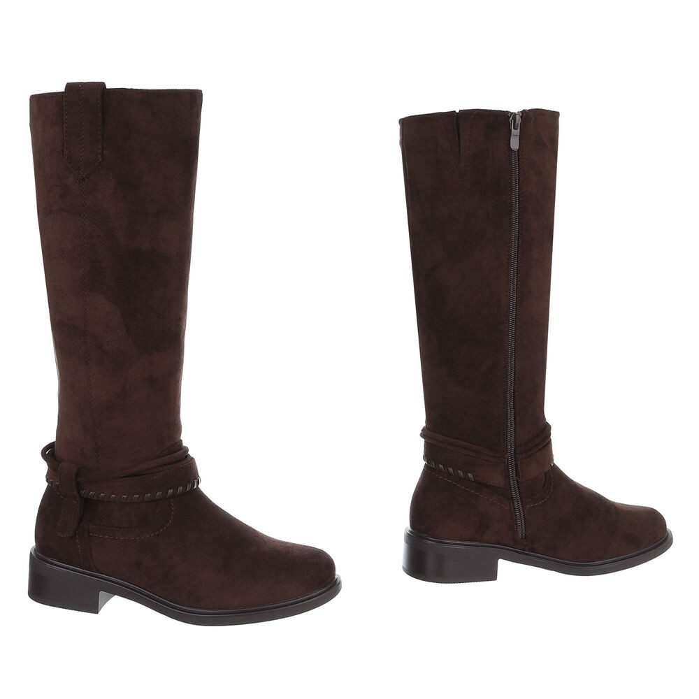 Ital-Design Damen Langschaftstiefel mit Blockabsatz und Zierdetails Stiefel (92355142) Blockabsatz Flache Stiefel in Braun – Bild 4 von 5