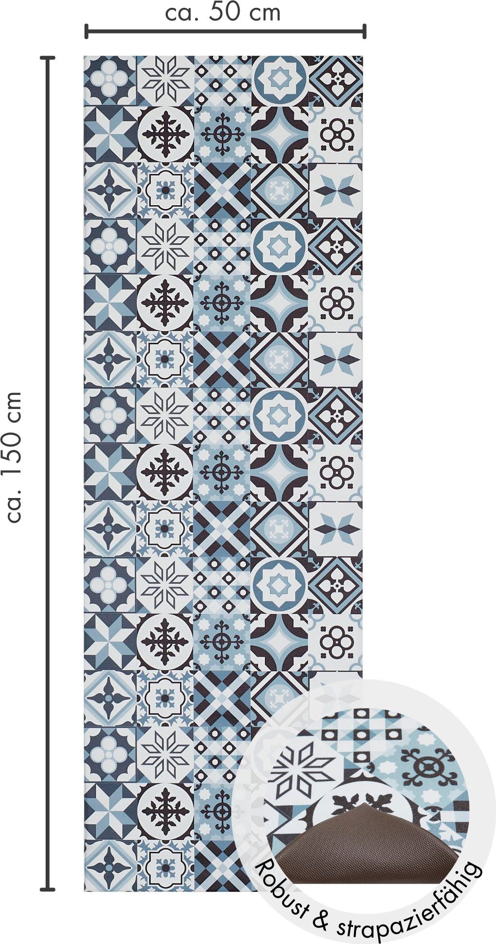 Andiamo Vinylteppich Marrakesch, rechteckig, Höhe: 3,5 mm, abwischbar, rutschhemmend, Fliesen oder Beton Design, auch als Läufer