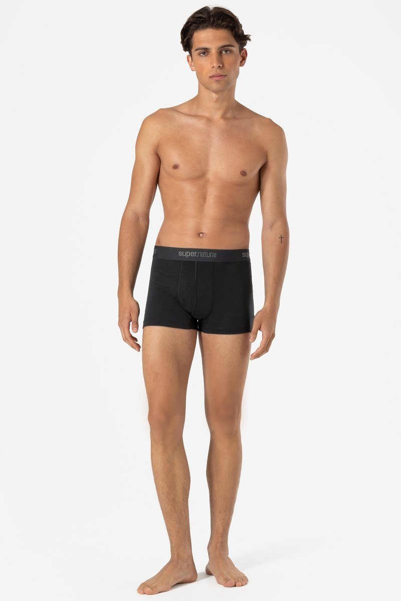 SUPER.NATURAL Boxershorts Merino Jet Unterhose TUNDRA175 funktioneller Merino-Materialmix BOXER Black M