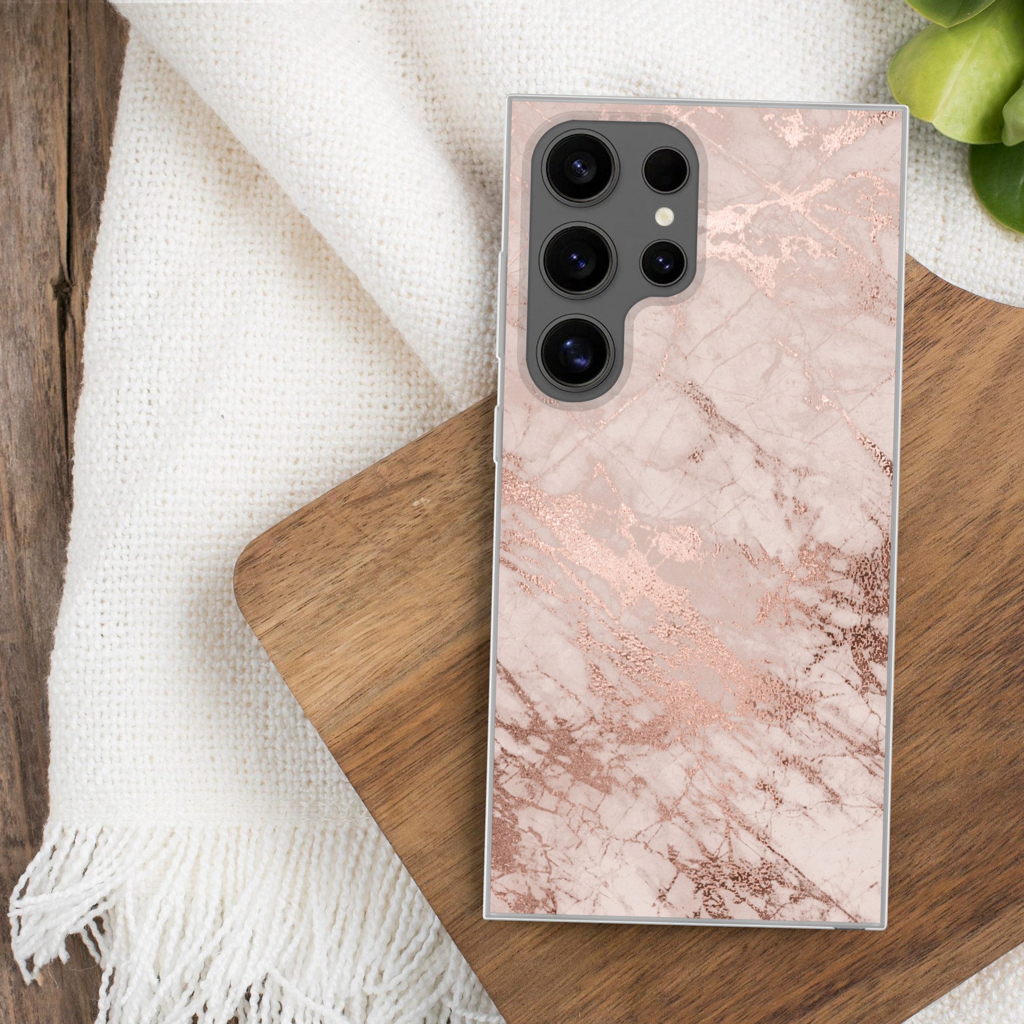 MuchoWow Handyhülle für Samsung Galaxy S24 Ultra Marmor - Rosa - Luxus - Marmoroptik - Gli, Phone Case, Silikon, Schutzhülle Dünn