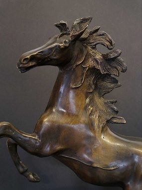 AFG Tierfigur Bronze Figur Skulptur Pferd Hengst auf Marmorsockel