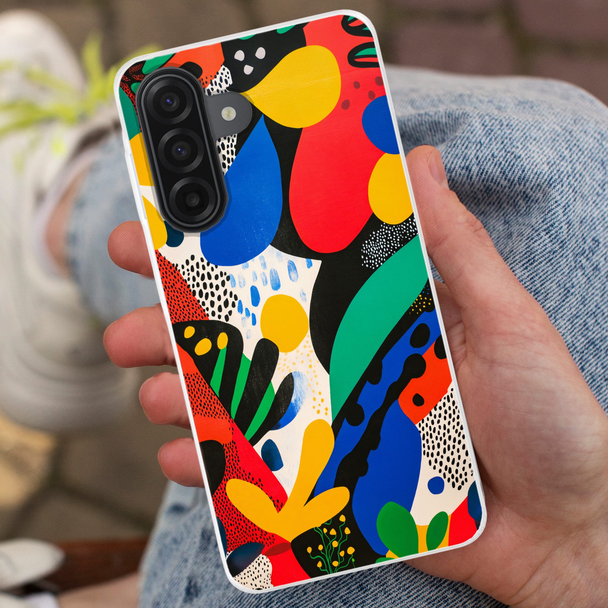 MuchoWow Handyhülle für Samsung Galaxy A17 Abstrakt - Pflanzen - Formen - Farbenfroh, Smartphone-Bumper, Print, Handy Schutzhülle Dünn
