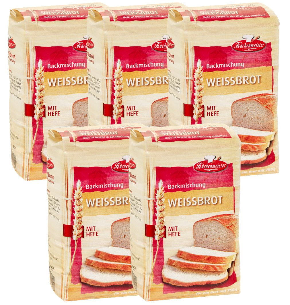 Bielmeier Backmischung Weissbrot Küchenmeister, 1 x 2500 g, (5 x 500g), Made in Baden-Württemberg (SET314024-5)