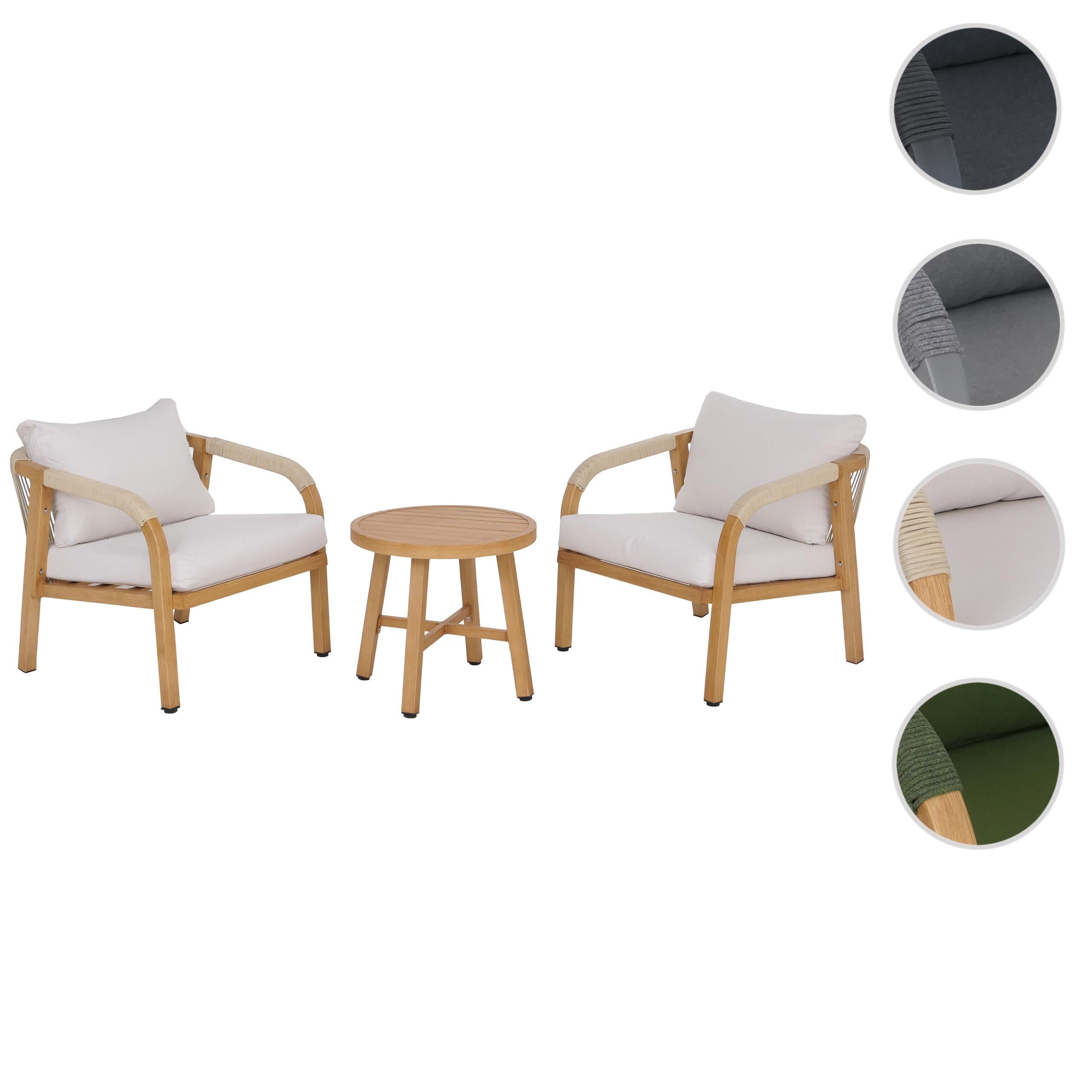 MCW Loungeset MCW-P82, (Set, 3-tlg), Mit elastischem Seilgeflecht, Inkl. wetterfeste Sitz- und Rückenkissen