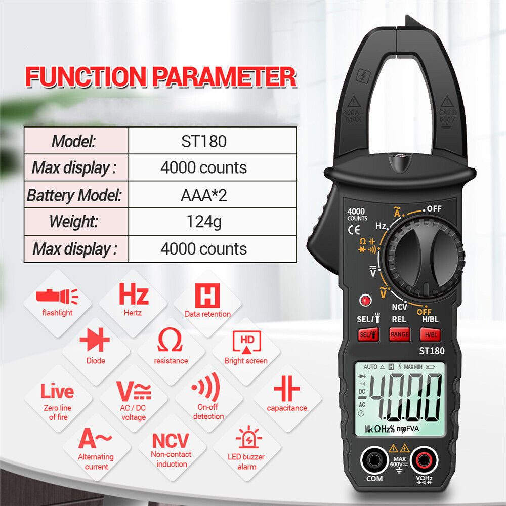 Hikity Spannungsprüfer ZangenMultimeter AC&DC Digital Zangenmessgerät Stromzange Digital TRMS, (ZangenMultimeter), Digitales Multimeter
