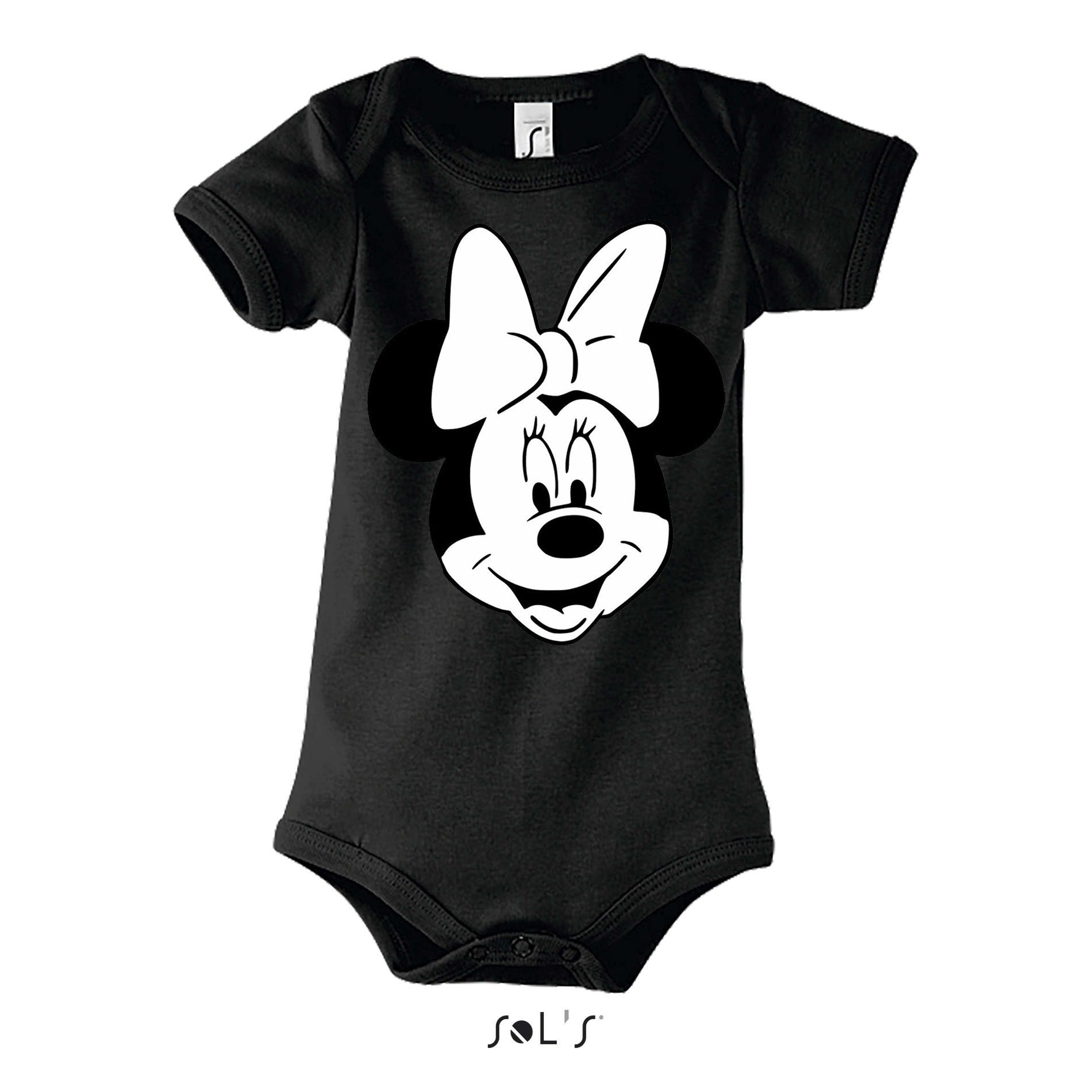 Blondie & Brownie Strampler Minnie Mouse Baby Body Print Schleife Baby Strampler Niedliches Design (Einzelartikel, Einzelartikel) Minnie Mouse Babybody Schleifenzauber Print
