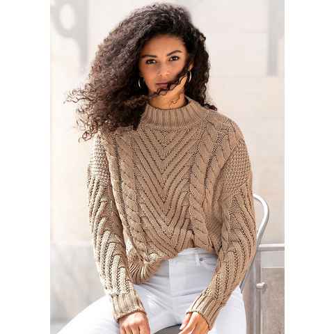 LASCANA Stehkragenpullover mit aufwendigem Strickmuster, klassischer Strickpullover