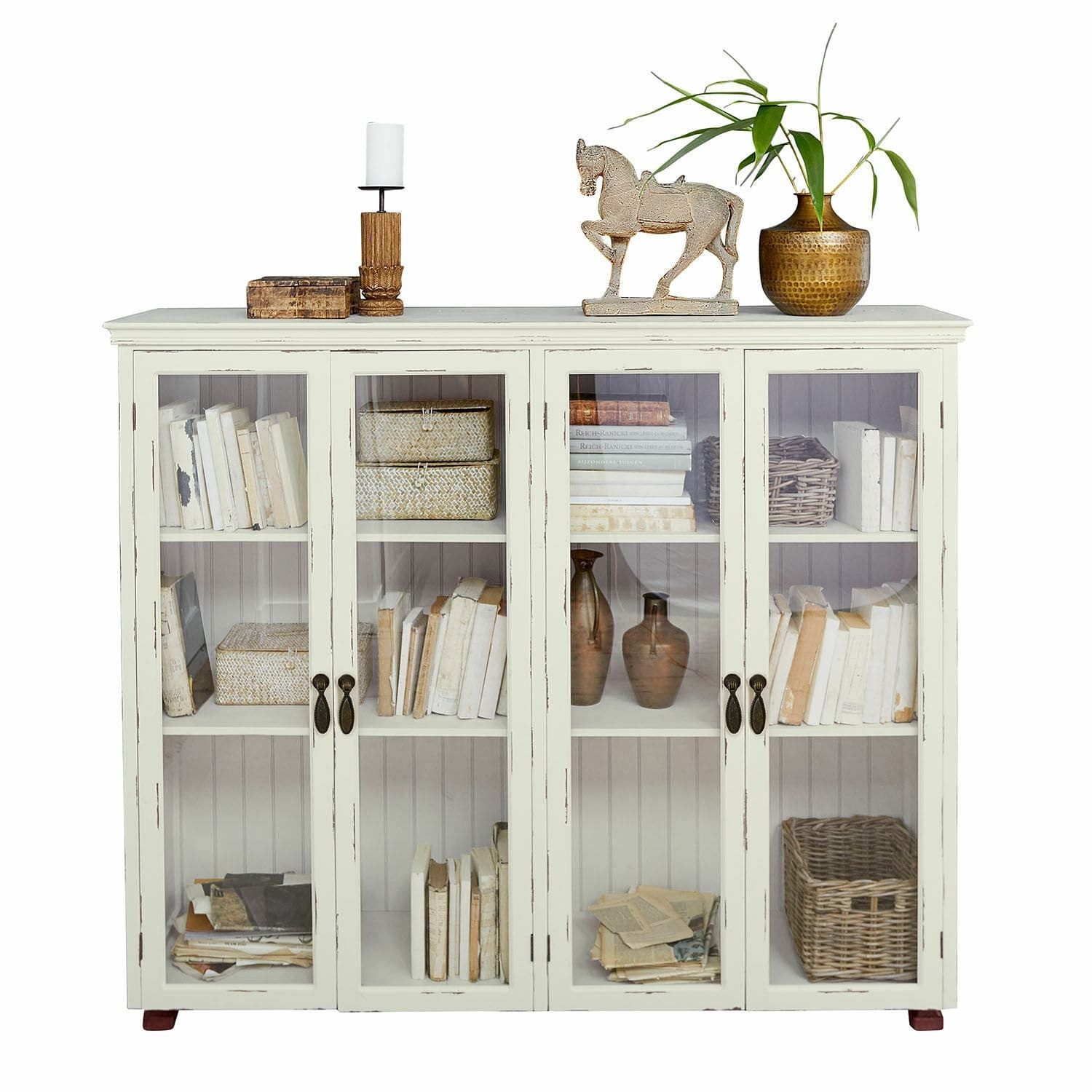 Mirabeau Glasvitrine Schrank Eastbridge antikweiß