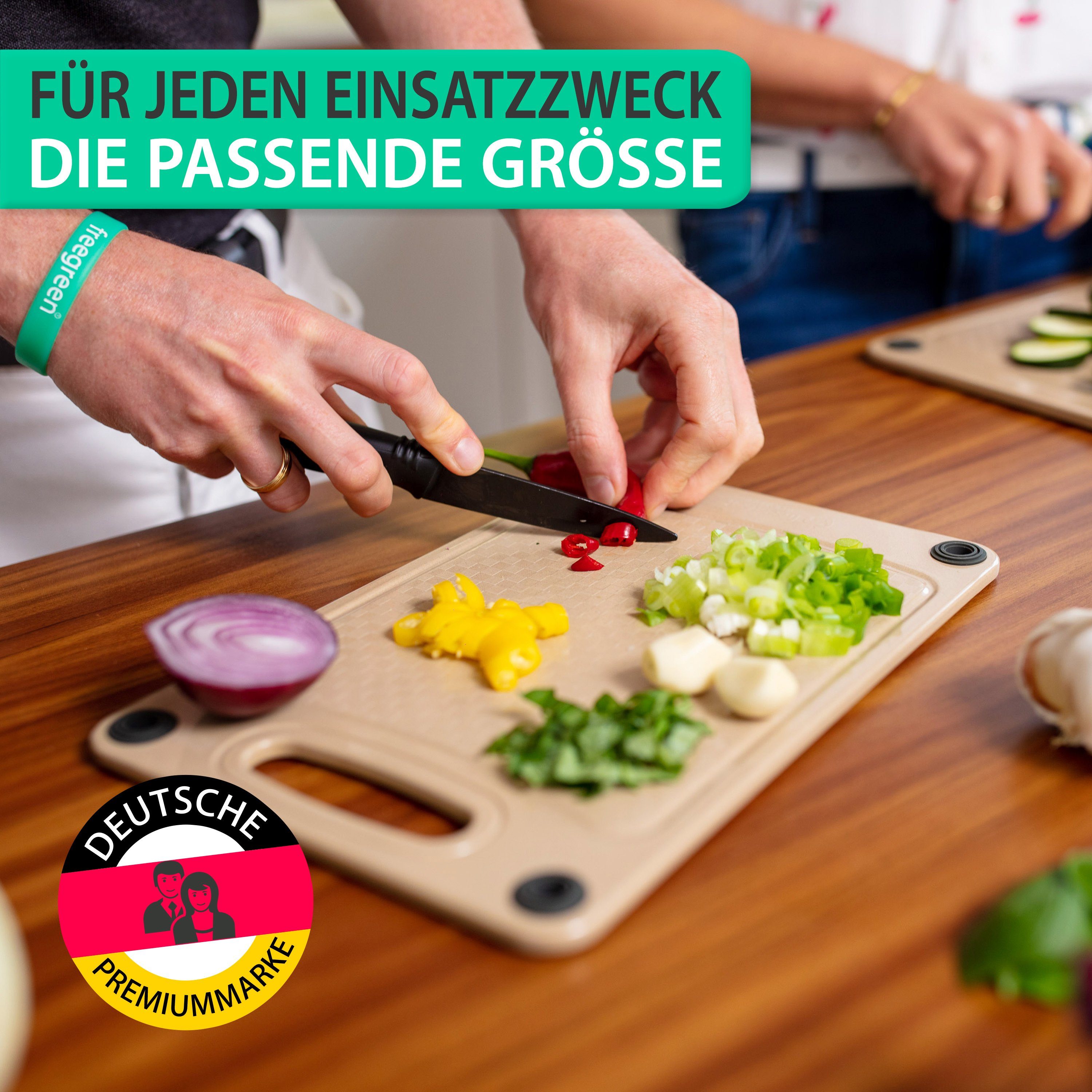 freegreen® Schneidebrett PREMIUM« aus Reishülsen I Größe 29x19cm I 100% biologisch abbaubar, Aus nachwachsenden Rohstoffen hergestellt – Bild 3 von 5
