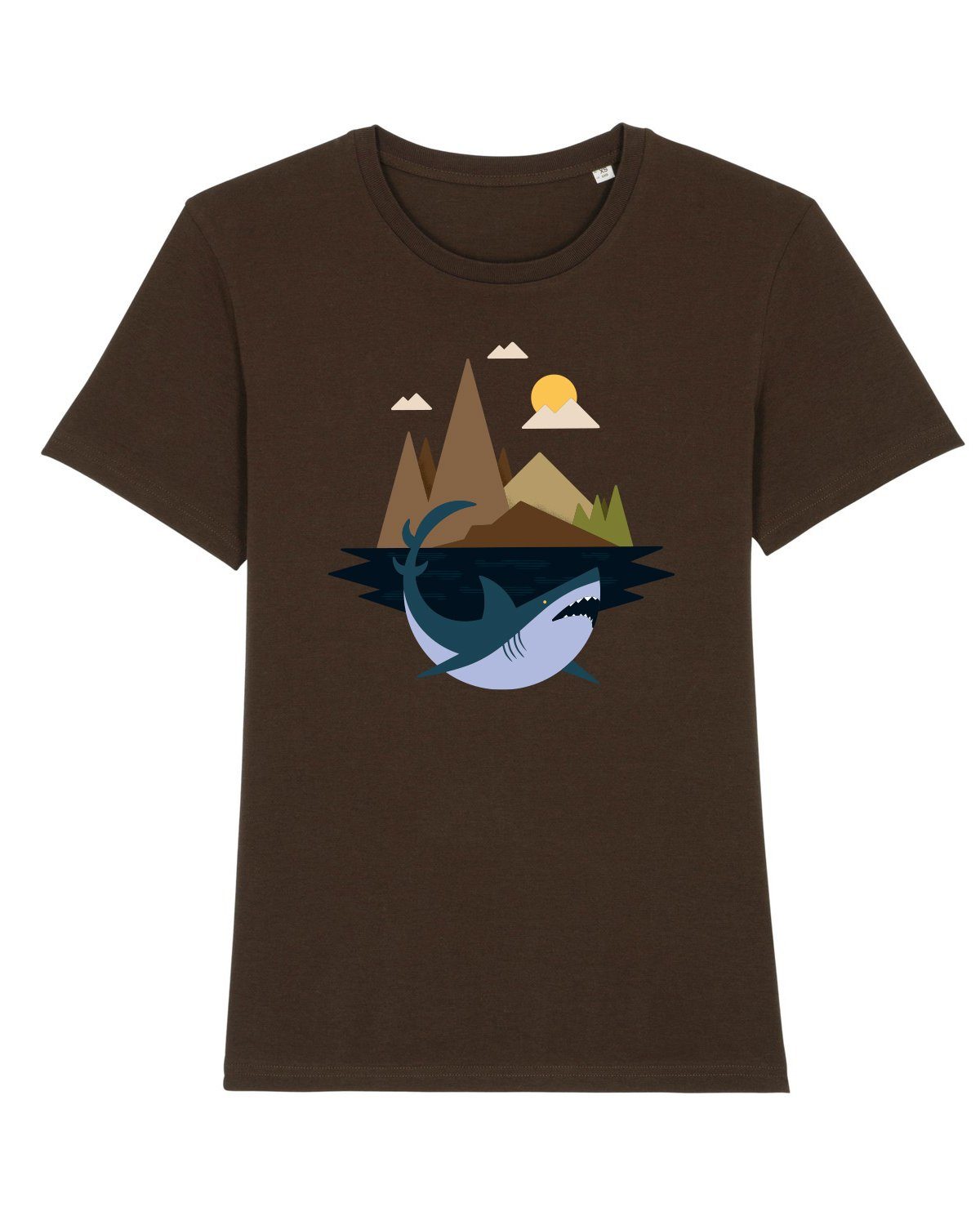 wat? Apparel Print-Shirt Shark (1-tlg) weinrot Island