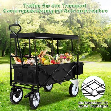 Bettizia Bollerwagen Faltbar Handwagen mit Dach Transportkarre Strandwagen Transportwagen