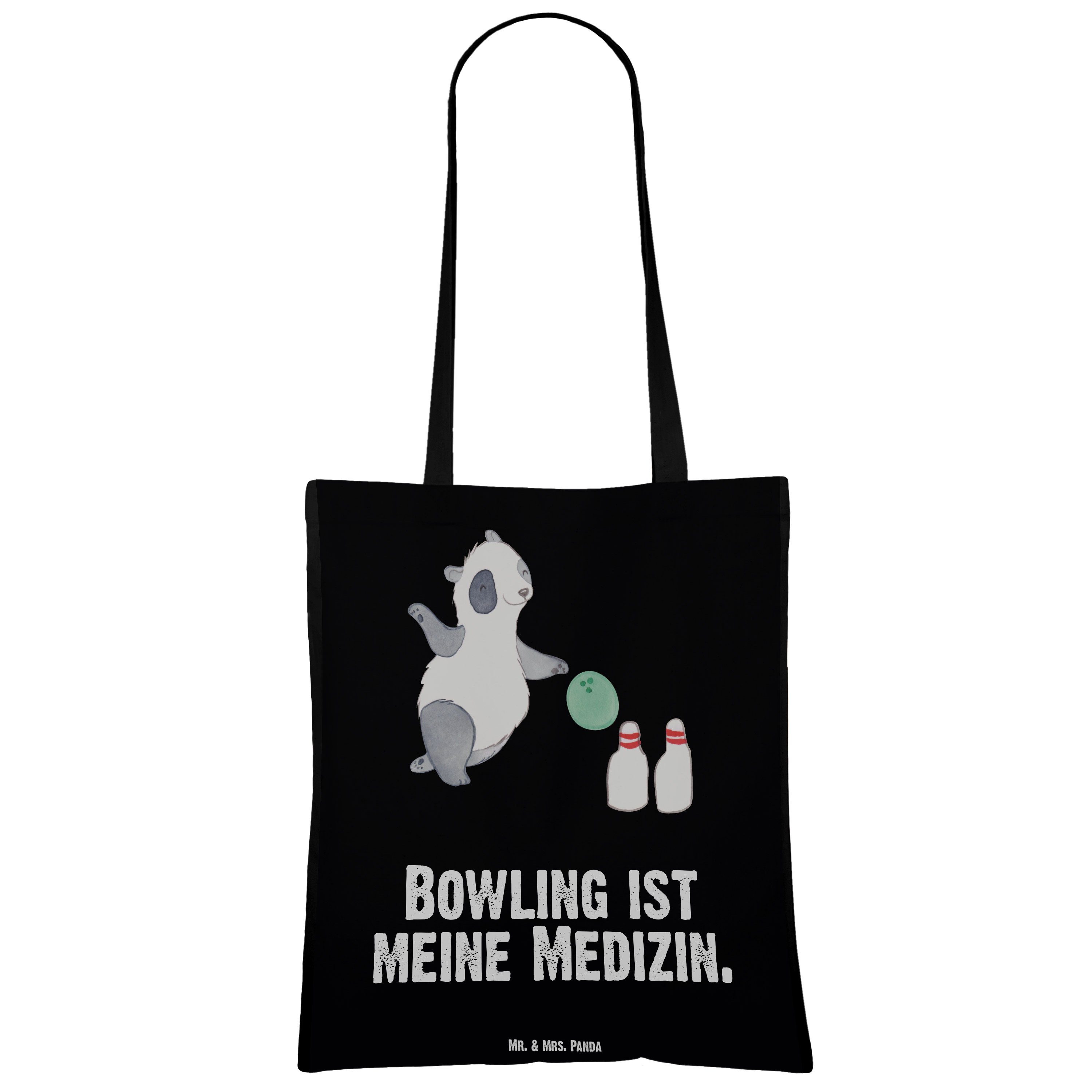 Beutel, Stoffbeutel, & (1-tlg) Bowling Panda Tragetasche Medizin - Panda - Geschenk, Schwarz Mr. Mrs. Bowl