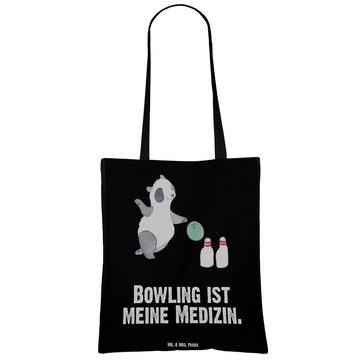 Mr. & Mrs. Panda Tragetasche Panda Bowling - Schwarz - Geschenk, Stoffbeutel, Beutel, Bowling Cent (1-tlg), Lange Tragegriffe