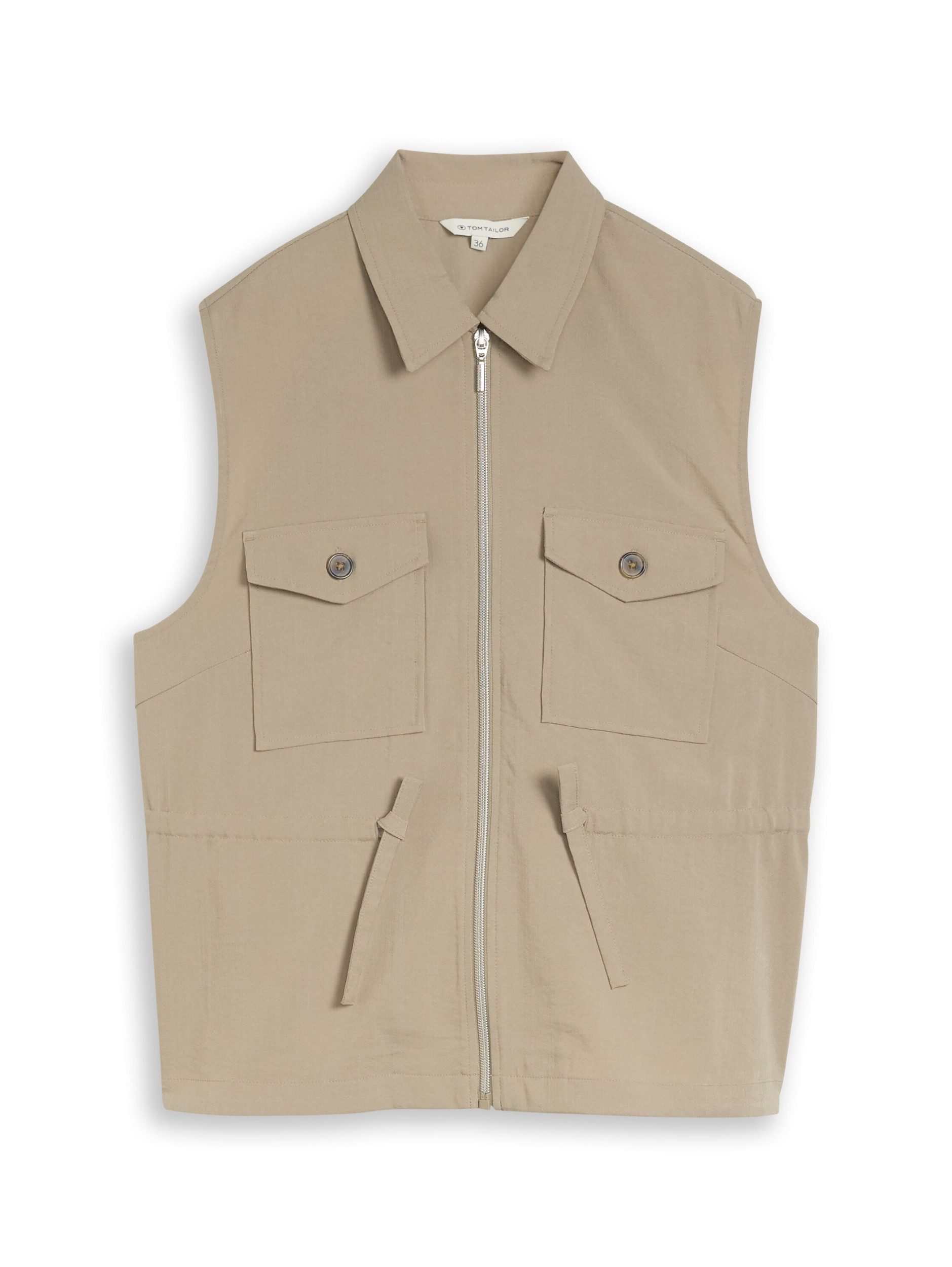 TOM TAILOR Sweatblazer blazer fluent vest, Silver Olive