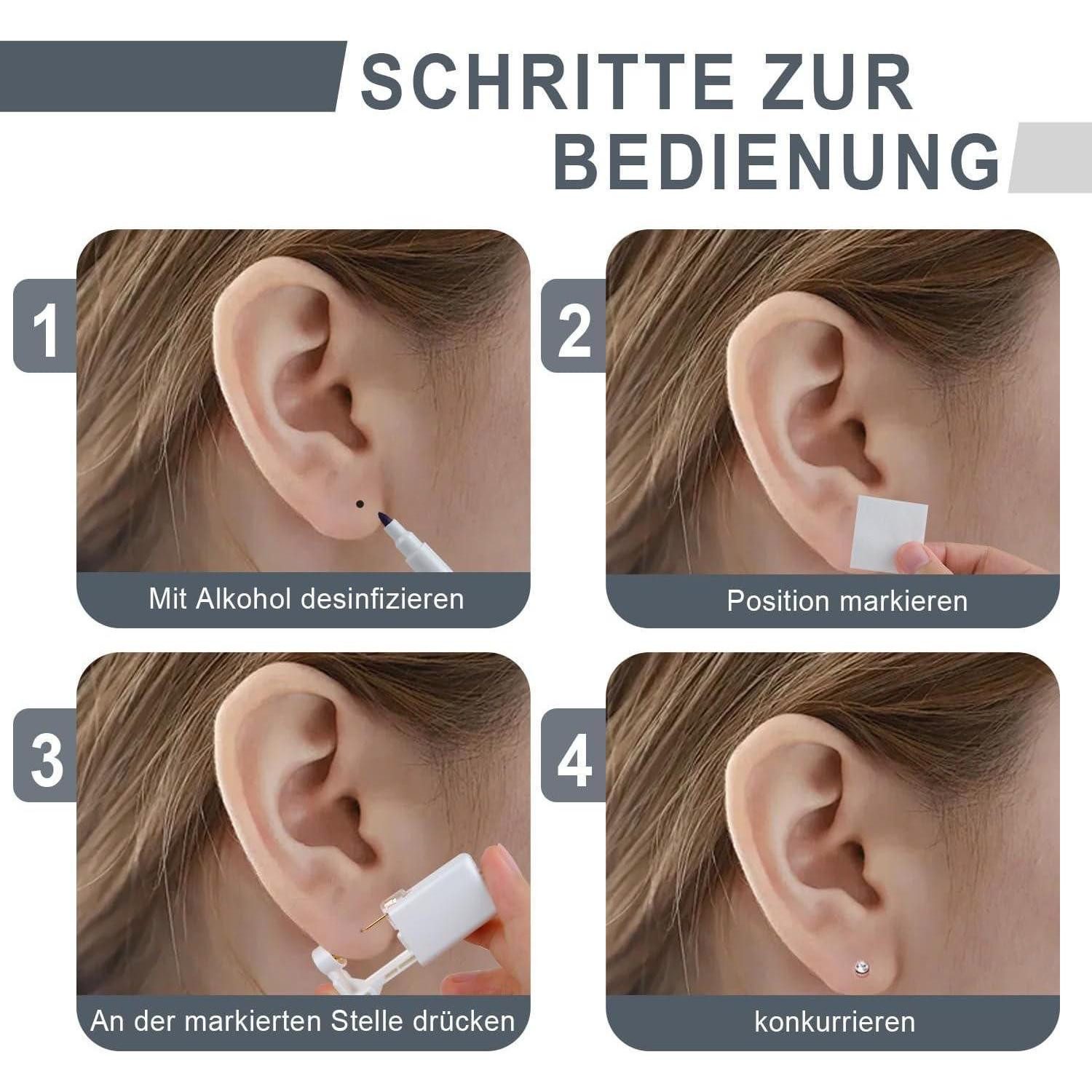 LuxusKollektion Piercing-Set Ohrlochstechpistole Einweg Steril Schmerzfrei Drei Formen Roségold