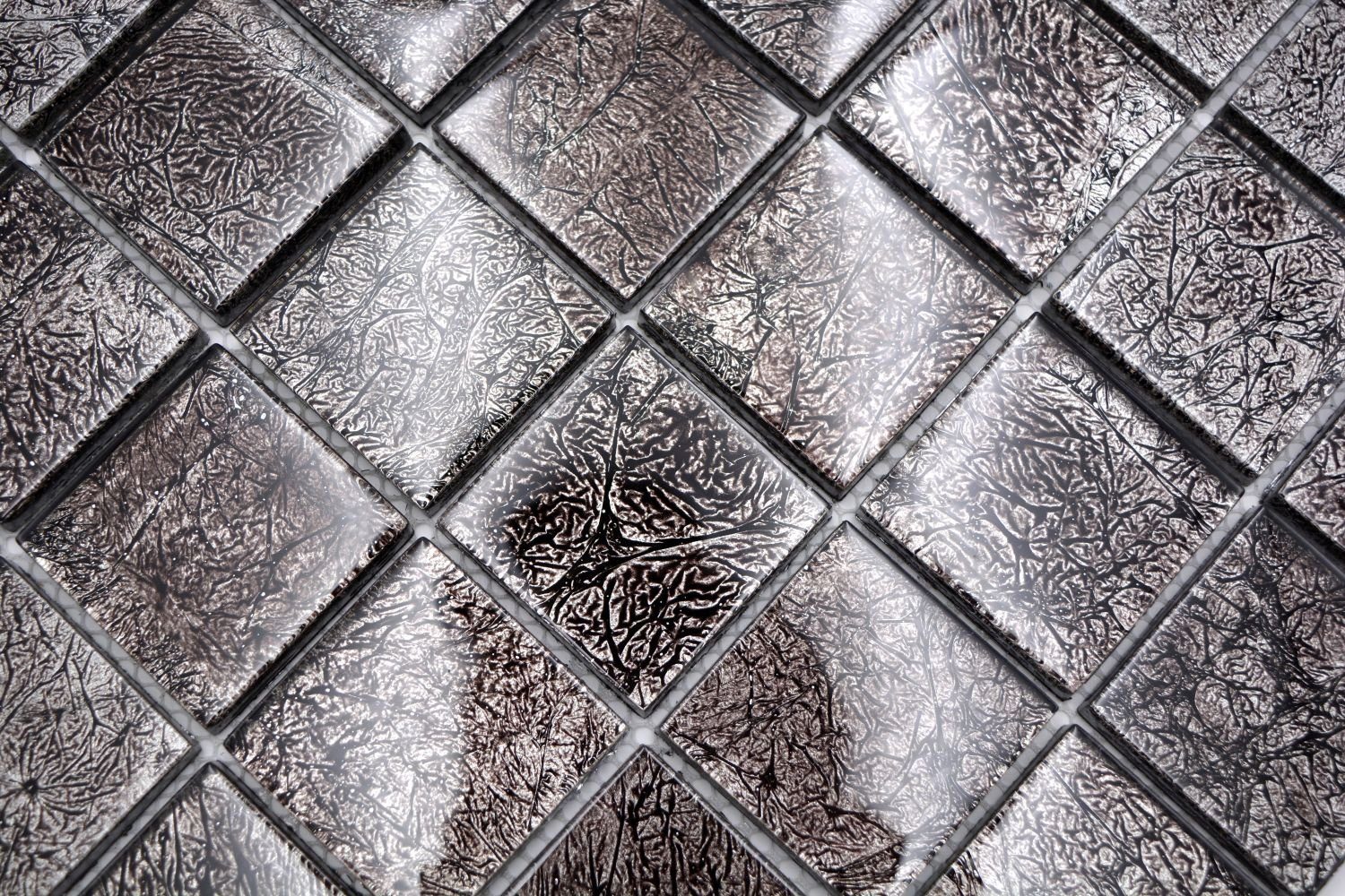 Mosani Mosaikfliesen Glasmosaik Matten / 10 schwarz Crystal Mosaikfliesen glänzend